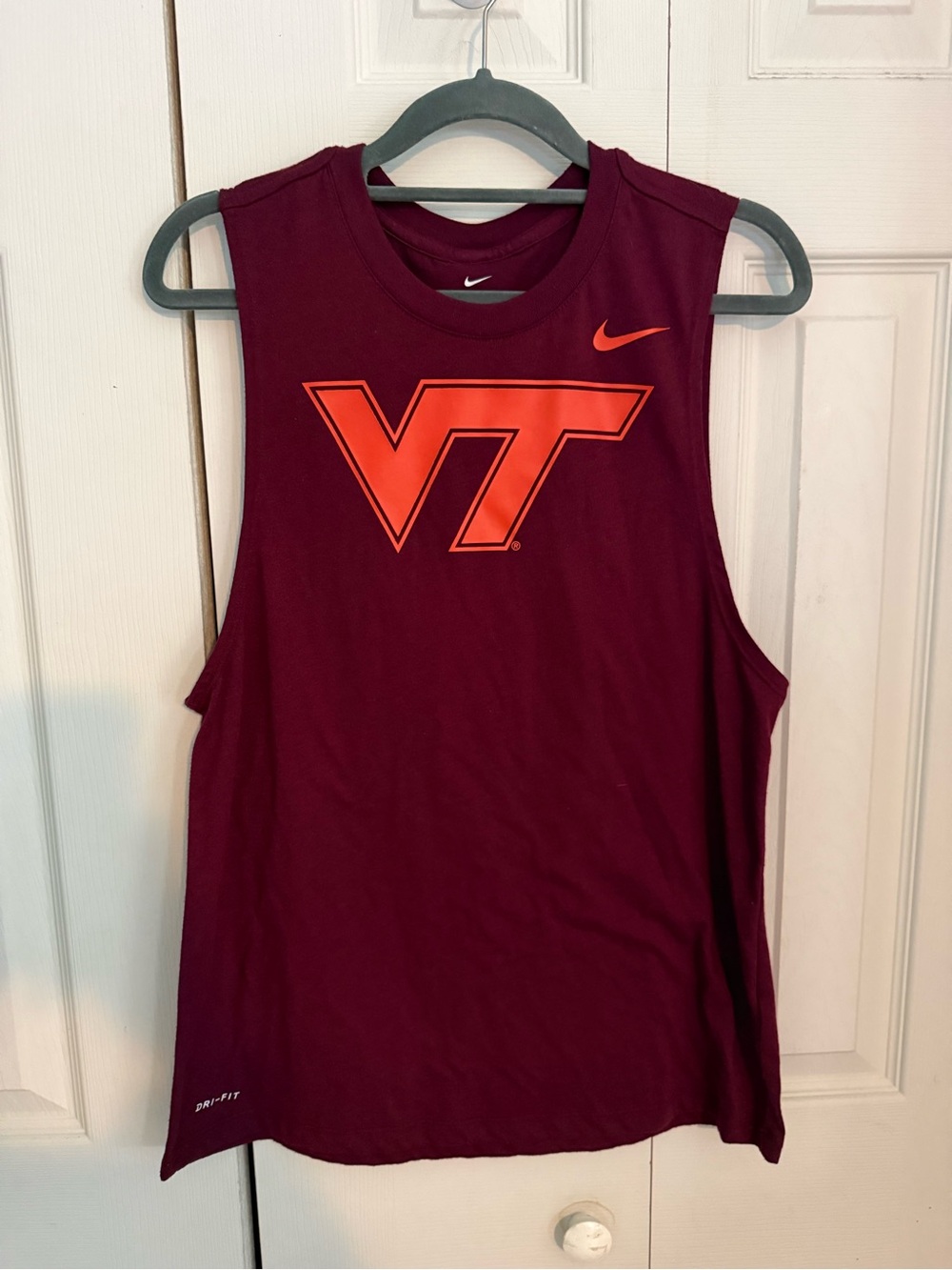 NWOT Nike Dri-Fit Virginia Tech Maroon Tank with Orange VT Logo Athletic Cut